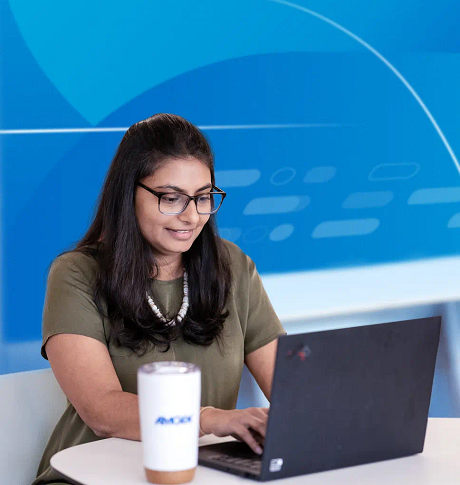A scientist operating lab equipment